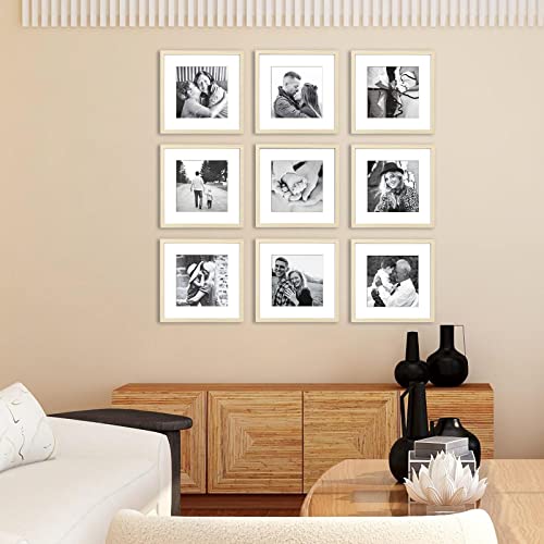 Artbyhannah 12X12 Square Gallery Wall Frame Set For Home Decor Or Wall Hanging Decoration, Matted To 8X8-9 Pack #TOP1