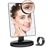 Fabuday Makeup Mirror with Lights, Lighted Makeup Mirror Touch Screen, 24 Led Makeup Mirror Light Adjustable, Dual Power Operated, Color Boxed, Black