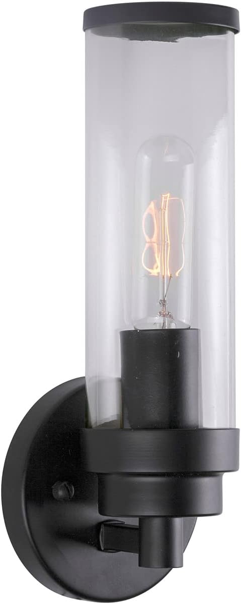 FORTE Morgan - 1 Light ADA Wall Sconce in Transitional Style-11.5 Inches Tall and 4.5 Inches Wide-Black Finish