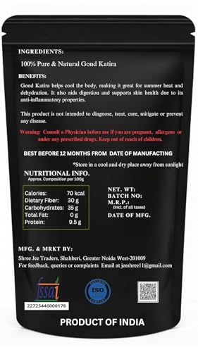 Image of Shree Jee Organic Gond Katira (Tragacanth Gum) (150 Grams) | Natural Cooling Edible Gond | Summer Superfood | Soaks & Swells in Water | Hygienically Packed