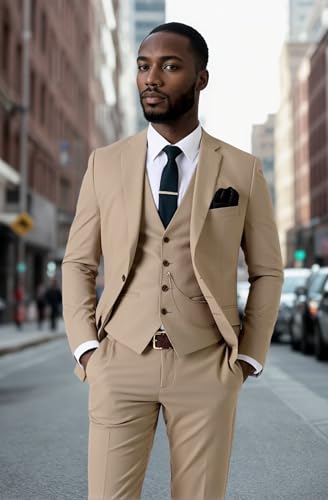 Men's Suits Slim Fit 3 Piece, Formal Suits for Men Business Wedding Prom Mens Tuxedo Suit Set Blazer Vest Pant2