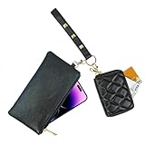 Wristlet Wallet Purse for Women Clutch Small Credit Card Holder Portable Dual Pouch