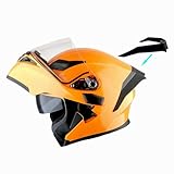 1Storm Motorcycle Modular Full Face Helmet Flip up Dual Visor Sun Shield: HB89 Glossy Orange