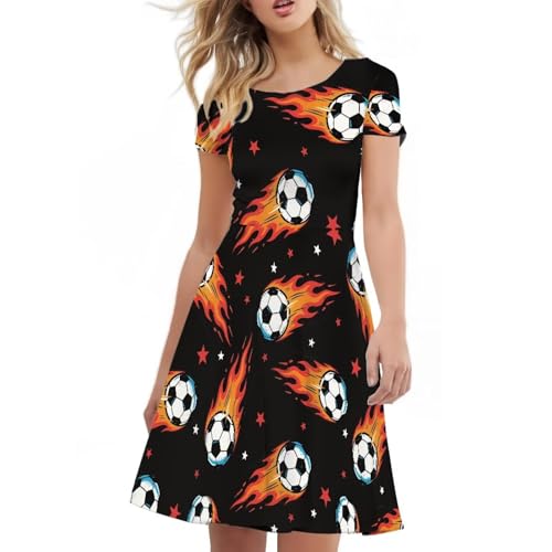 Image of AFPANQZ Womens Casual Summer Lightweight Vintage Dress Short Sleeve Midi Dress Knee-Long Luxury Formal Dress