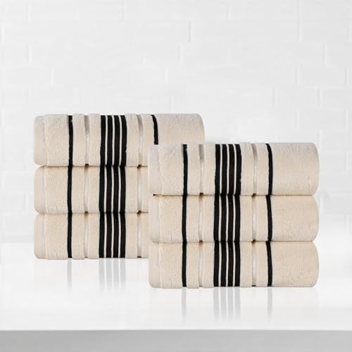 SUPERIOR Cotton Hand Towel Set, Small Towels, Plush Soft Absorbent Bathroom Basics, Home Essentials, Spa, Salon, Hotel, Kitchen, Luxury Quick Drying, Zero-Twist, Solid, Sadie Collection, Ivory