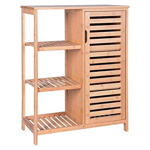 BAKAJI Mobile per Bagno Casa Ufficio,Legno Ripiani Anta Apribile Porta Armadio Armadietto Arredo Scaffali Minimal Portaoggetti Design Moderno, 66x33x87 cm (Larghezza x Profondità x Altezza), 02814590