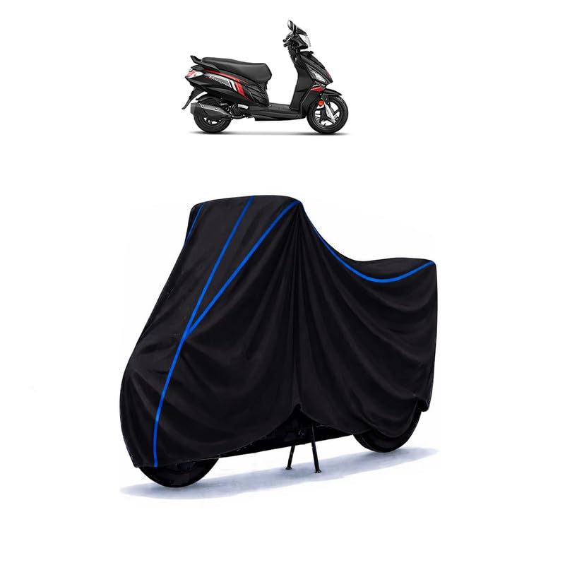 Image of Scooty Cover Water Resistant for Maestro 110cc | Universal Scooter & Bike Cover | Heavy Duty UV Dust, Rain & Scratch Protection | Elastic Fit All Weather Indoor Outdoor | Black with Blue Piping