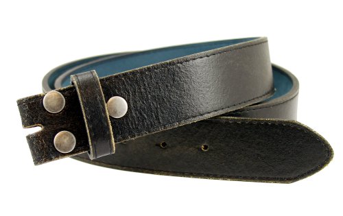 Snap On Genuine Vintage Retro Crack Print Stitching-Edged Distressed Leather Bel