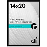 Americanflat 14x20 Picture Frame with Polished Plexiglass - Streamline Collection - Thin Border Picture Frame for Wall Display - Hanging Hardware Included - Black