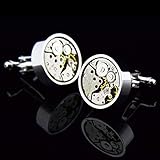 ESCYQ Manschettenknöpfe Herren,Unisex Manschettenknöpfe Silber Runde Bewegung Classic Manschettenknöpfe Hülse Nagel Business Hochzeit Bräutigam Accessoires Französische Manschettenknöpfe