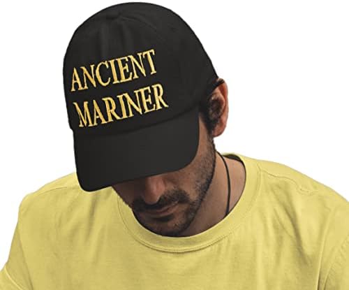 4sold Men Women 100% Cotton Ancient Mariner, Captain Cabin Boy Crew First Mate Yachting Baseball Cap Inscription Lettering Black Gold