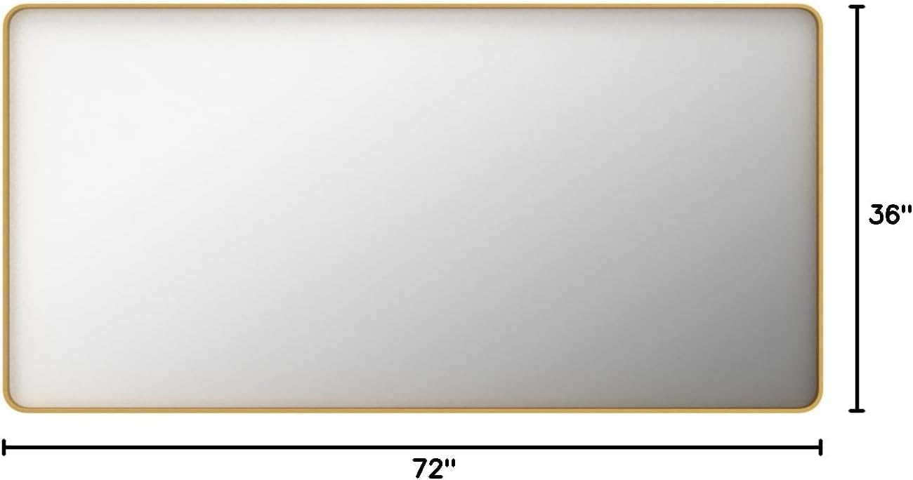 TokeShimi 72x36 Inch Gold Bathroom Vanity Mirror for Wall Rectangle Mirror with Non-Rusting Aluminum Alloy Brushed Matte Metal Frame for Modern Minimalist Farmhouse Home Decor (Horizontal/Vertical)