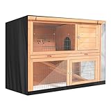 Funda Protectora para Jaula de Conejos Doble Altura, Transpirable con Ventilación y Cortina Frontal Transparente, Tela Oxford 210D, 122 x 50 x 105 cm