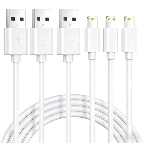 3 Pack iPhone Charger Cable 1.8M [Apple MFi Certified] Lightning to USB Cable Lead 6 Foot 2.4A Fast Charging Cable for iPhone 14 13 12 11 Pro Max XS XR X 8 7 6 Plus 5 iPad and iPod