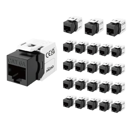 Módulos RJ45 Tecmojo CAT6A hembra de 10 Gigabit para cables AWG 22-24, 24 unidades sin blindaje