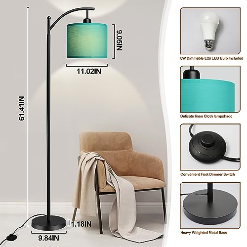 Lámpara de pie para dormitorio con luz de lectura y pantalla de lino 2