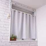 【cloth shop 布や】 カフェカーテン 小窓用 防炎 遮光 1級 遮熱 断熱 【グレーホワイト 幅95cm x 丈30cm [1枚入]】