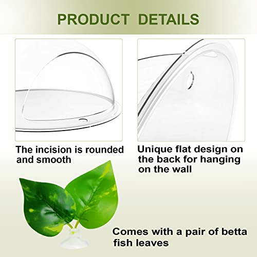 Noodoky Betta Fish Tank Bowl 11.8In, Wall Mounted Beta Fish Small Aquarium, Hanging Plastic Wall Decor For Plant Fish Ecosphere(1 Gallon) #TOP2