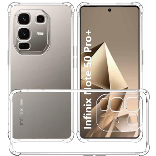 USTIYA Case for Infinix Note 50 Pro+ Pro Plus 5G Clear TPU Four Corners Military-Grade Protection Cover Transparent Soft funda