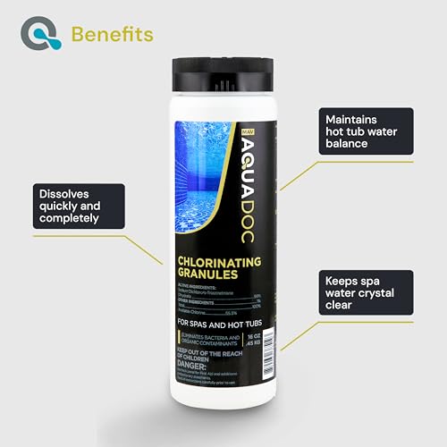 Spa Chlorine for Hot Tub Sanitizer - 1lb Quick Dissolving Hot Tub Chlorine Granules, Spa Chemicals Made in The USA - AquaDoc