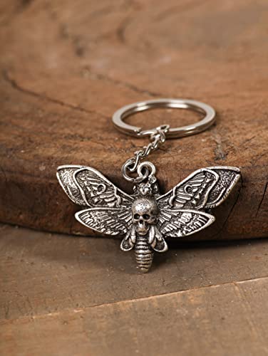 Haquil Skull Head Moth Keychain, Vintage Gothic Bug Charm Keychain, Retro Skull Moth Key Ring, Equestrian Animal Keychain #TOP2