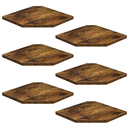 Image of Fun Memories Corner Shelf Wall Mount, Floating Corner Shelves, Set of 6 Corner Wall Shelf Organizer, Rustic Wood Wall Storage Display Shelves for Living Room Bedroom Bathroom Kitchen, Rustic Brown