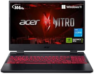 Nitro 5 AN515-58-57Y8 Gaming Laptop | Intel Core i5-12500H | NVIDIA GeForce RTX 3050 Ti Laptop GPU | 15.6" FHD 144Hz IPS Display | 16GB DDR4 | 512GB Gen 4 SSD | Killer Wi-Fi 6 | Backlit Keyboard