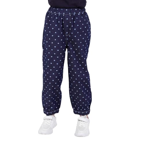 Image of superminis Girls Denim Jeans | Stretchable Blue Cat Print Jeans for Girls 3-10 Years | Soft Comfortable Kids Denim Pants for Casual