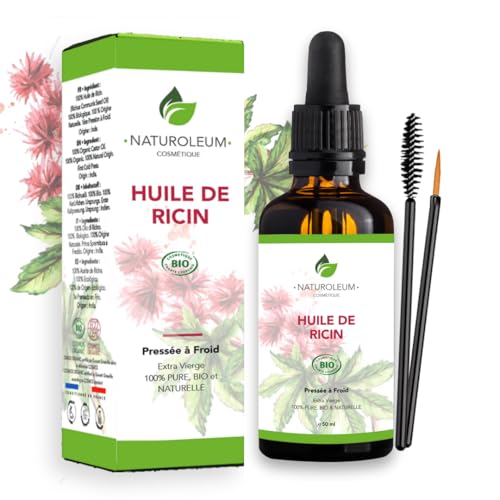OLIO DI RICINO BIOLOGICO Pressato a freddo, Puro e naturale - extra vergine cura per Capelli, Ciglia, Unghie, Pelle, Barba (50ml)