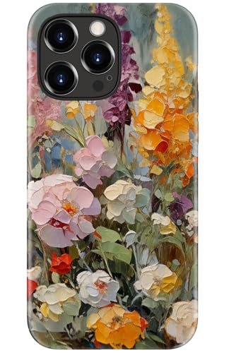 Image of Goodon for iPhone 14 Pro Max Case Cute - Wireless Charging Compatible - Dual-Layer Hard Shell + Silicone Cover - Protective Phone Case with Trendy Designs for Women - Oil Painting Flowers | Dual-Layer Hard Shell + Silicone, Slim Fit Protective Phone Cover with Wildflower Designs for Women Girls