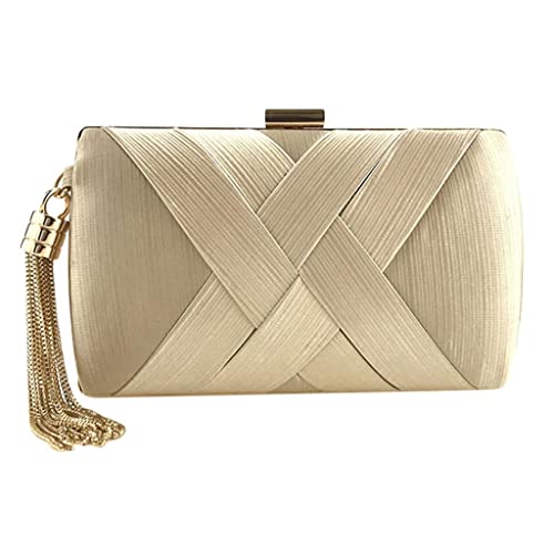 FAKEME Bolsa feminina de seda para noite, dourada, 20x8x12 cm