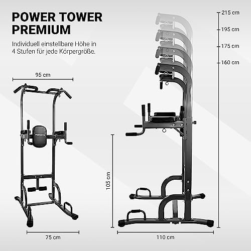 Bild 1 - MSPORTS Power Tower Premium – Multifunktionale Klimmzugstation & Dip-Station für Zuhause – Pull-Ups, Dips, Beinheben & Core-Training – stabile Gym-Station für Home-Gym