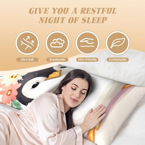 Housse de coussin longue pingouin 50x150 cm pour lit et canapé - 4