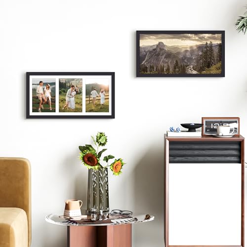 Image of upsimples 8x16 Collage Frames, 3 Picture Frame 5x7, Black, 1 Pack | Fit 3 5x7 or 8x16 Photo, Picture Frames Collage Wall Decor, For Hallway Entryway Bedroom Living Room