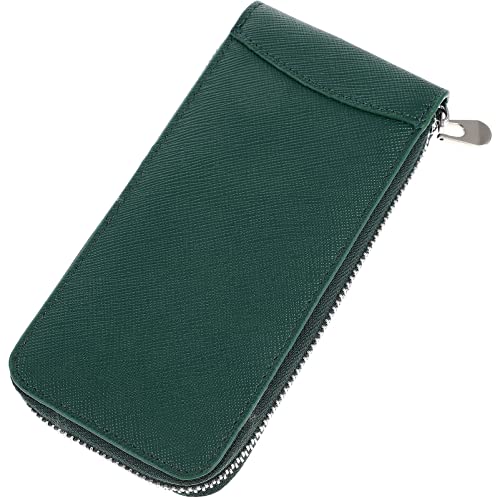 Étui de voyage pour montre en cuir véritable vert : organisateur montres et bijoux zippé compact