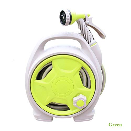 NL Green Mini Portable Garden Pipe Hose Reel Cart With Water Spray Gun Set Agricultural Home Garden Storage Suit Cart Car Wash Hose Car (Color : Green)