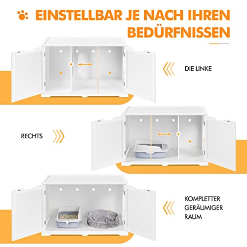 Yaheetech Katzenschrank 95 × 50 × 56 cm Katzenklo katzentoilette XXL mit großem Stauraum, Katzenhaus mit Einzeltür Katzenmöbel Haustier Hunde, Weiß