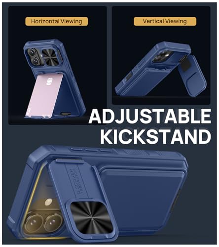 Image of SSLOTSCASE for iPhone 17 Case with 2X Glass Screen Protector & Stand, Blue
