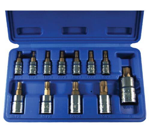 Jogo de Soquetes com Bits 5-Point Star Plus Torx Security VCT, 12 Peças