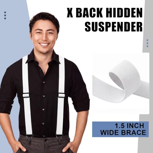 Image of Janmercy 2 Pcs Men's Hidden Suspenders Under Clothing | 1.5 inch X Back Heavy Duty Work for Shirt Jeans
