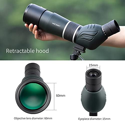 K&F Concept 20-60X60 Spotting Scope with Tripod, Carrying Bag, Smartphone Adapter - BAK4 45° Angled Waterproof Bird Watching Monocular for Target Shooting Hunting Wildlife Scenery
