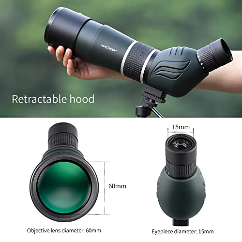 K&F Concept 20-60X60 Spotting Scopes For Target Shooting, Waterproof Spotter Scope With Tripod & Phone Adapter, 131-66Ft/1000Yds Bak4 45°Angled Eyepiece Range Scope For Bird Watching Wildlife Hunting #TOP7
