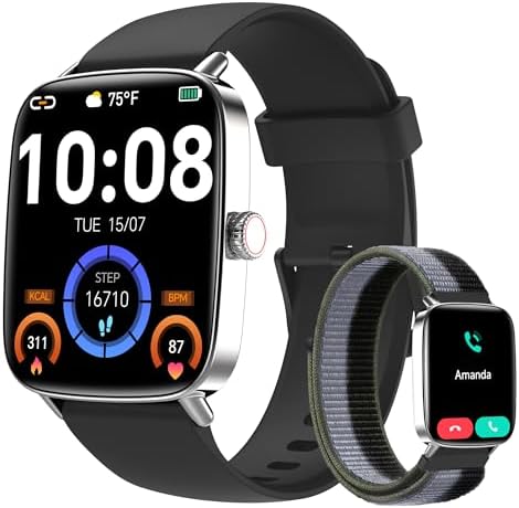 Yoever Smartwatch Herren Damen mit Telefonfunktion - 1.85" Fitnes...