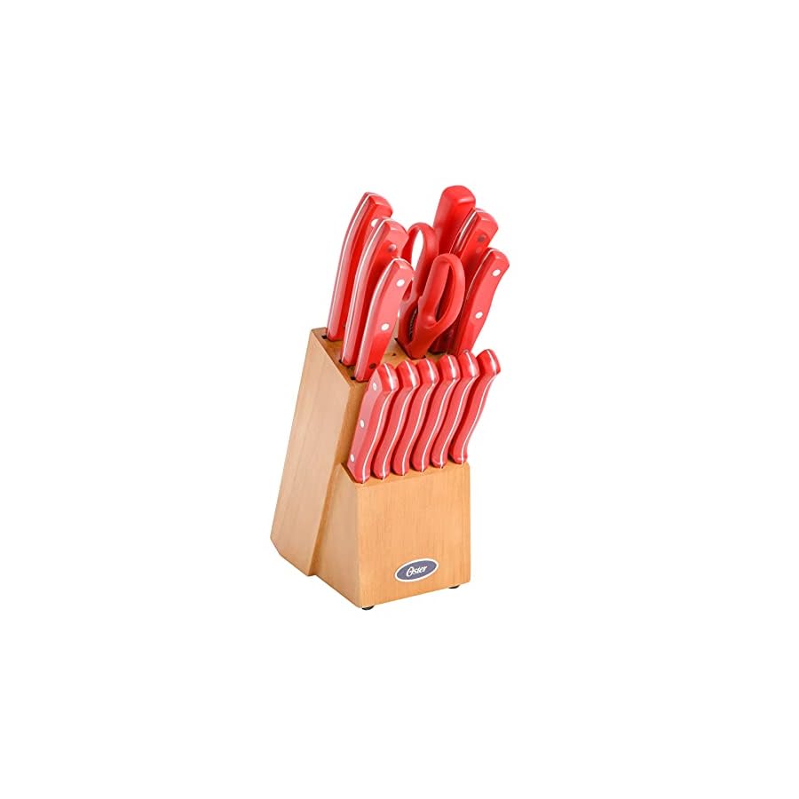 Oster-Evansville-14-Piece-Stainless-Steel-Cutlery-Block-Set-Red-Handles Oster Evansville 14 Piece Stainless Steel Cutlery Block Set, Red Handles