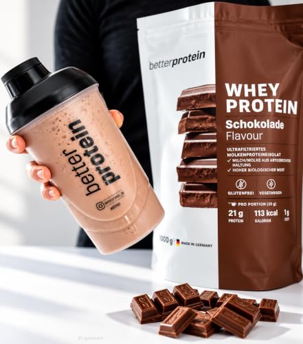 Whey Protein - Milch Schokolade 1 kg - Produziert in Deutschland aus regionaler Milch - Eiweißpulver zum Muskelaufbau und Abnehmen - Beutel… – Ansicht 5