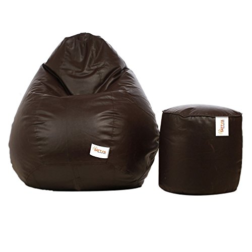 Sattva Combo Classic XL Bean Bag Cover and Round Footstool Cover ...