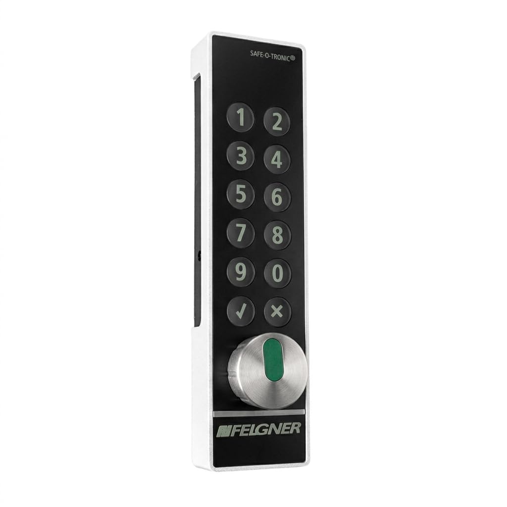 SAG Safe-O-Tronic LS 101 Möbelschließsystem für Schrank-Türen Spinde Schließfächer | schlüssellos PIN-Code Tastatur | digitales Möbel-Schloss | Schulte Schlagbaum | Einbau senkrecht Drehknopf unten