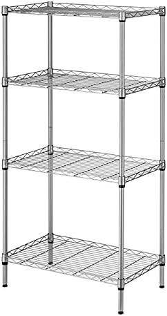 SINGAYE 4 Tier Adjustable Storage Shelf Metal Storage Rack Wire Shelving Unit 530Lbs Capacity 23.6" W x 14" D x 47.2" H for Laundry Bathroom Kitchen Silver