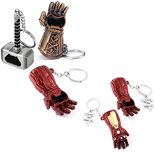 Sio & Tan Mjolnir Keychain Bottle Opener, Thor Hammer Keychain Bottle Opener, Iron Man Gauntlet keychain Bottle Opener key Ring Nano Gauntlet Opener