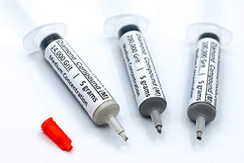 TechDiamondTools Diamant-Polierpaste, Körnung 14000, 100000, 200000, für Marmor, Glas, Metall, Stein, Schmuck, Harz, Silber, Edelstein, mittlere Konzentration von Diamantpulver, hergestellt in den